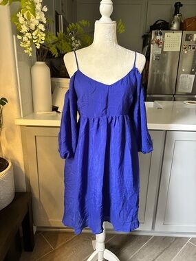 Anthropologie Moulinette Soeurs Royal Blue Cold Shoulder Dress